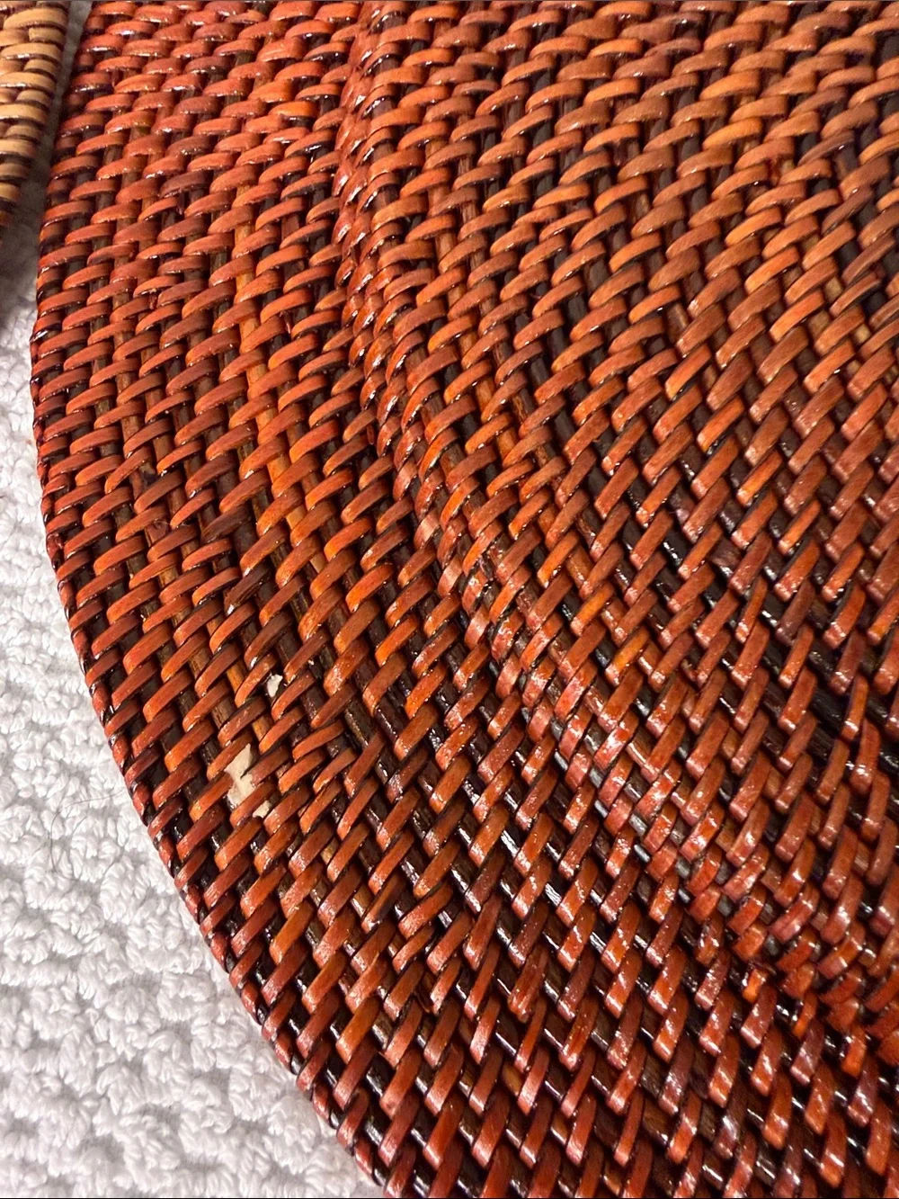 Williams Sonoma Nito Handwoven Charger Plates Set of 4 Caramel Brown 13